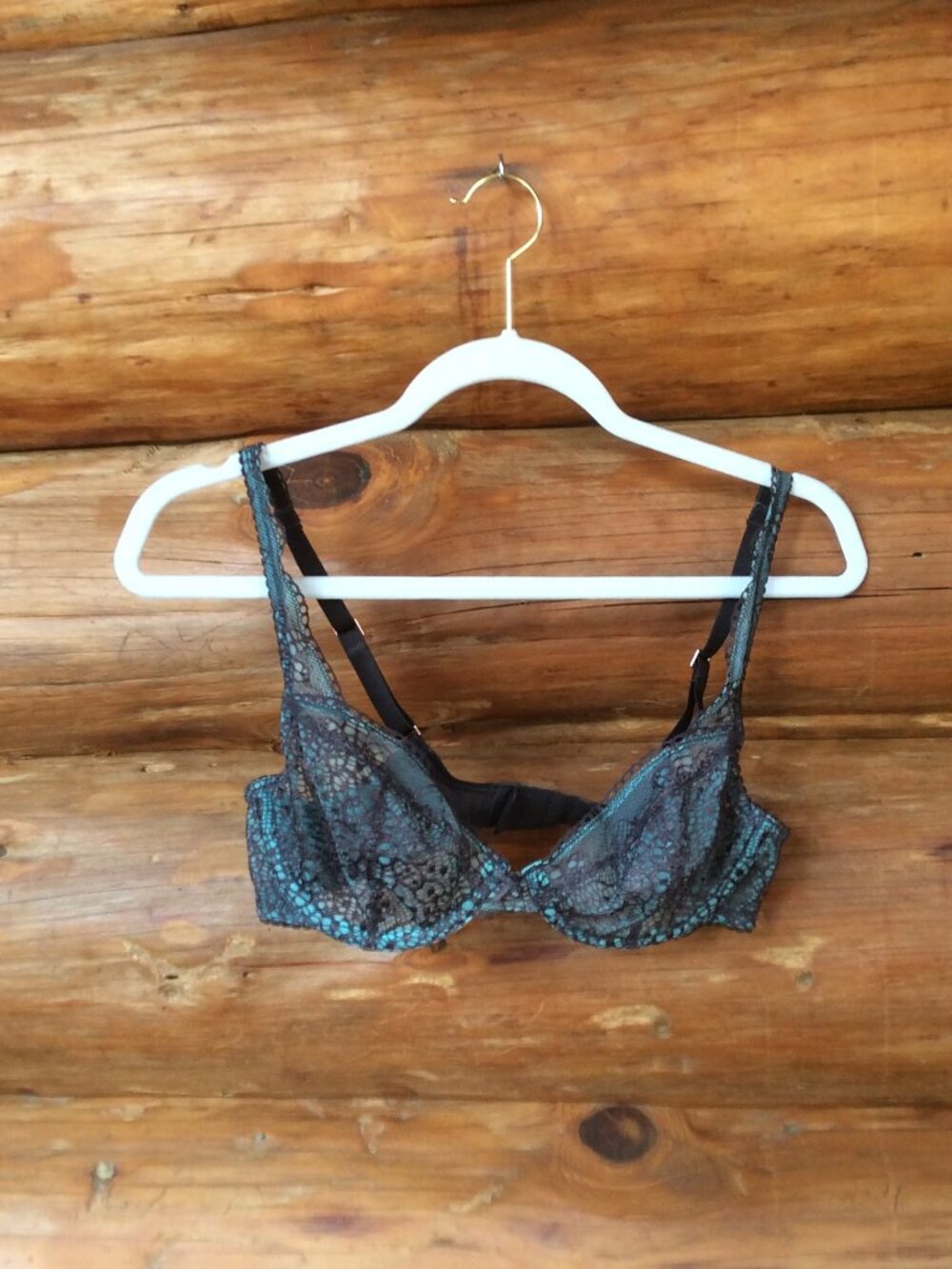 Fayreform Aventine Slate Grey Teal Underwire Lace Bra Size 32D